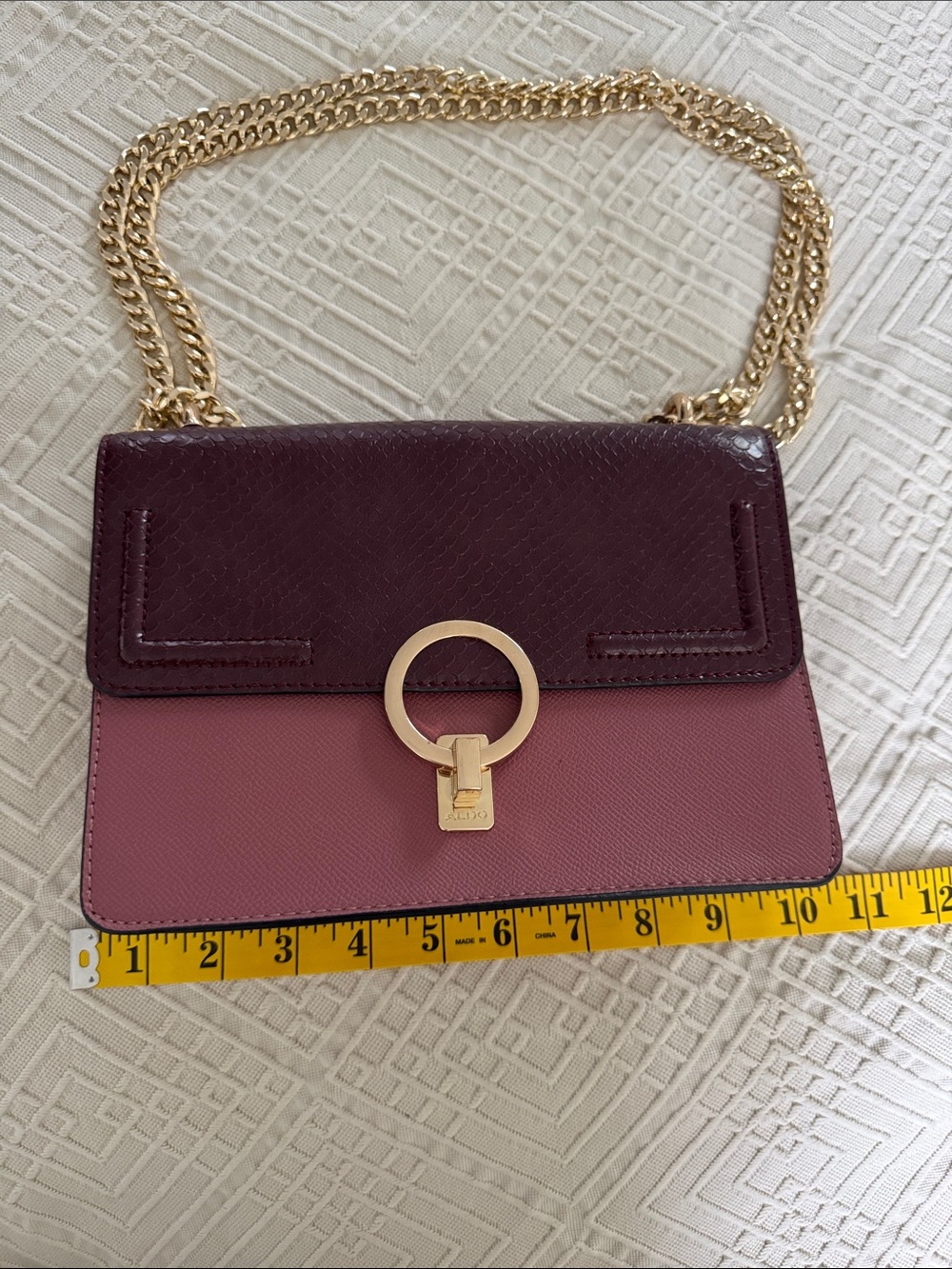 Aldo Two-Tone Plum & Dusty Rose Chain Crossbody